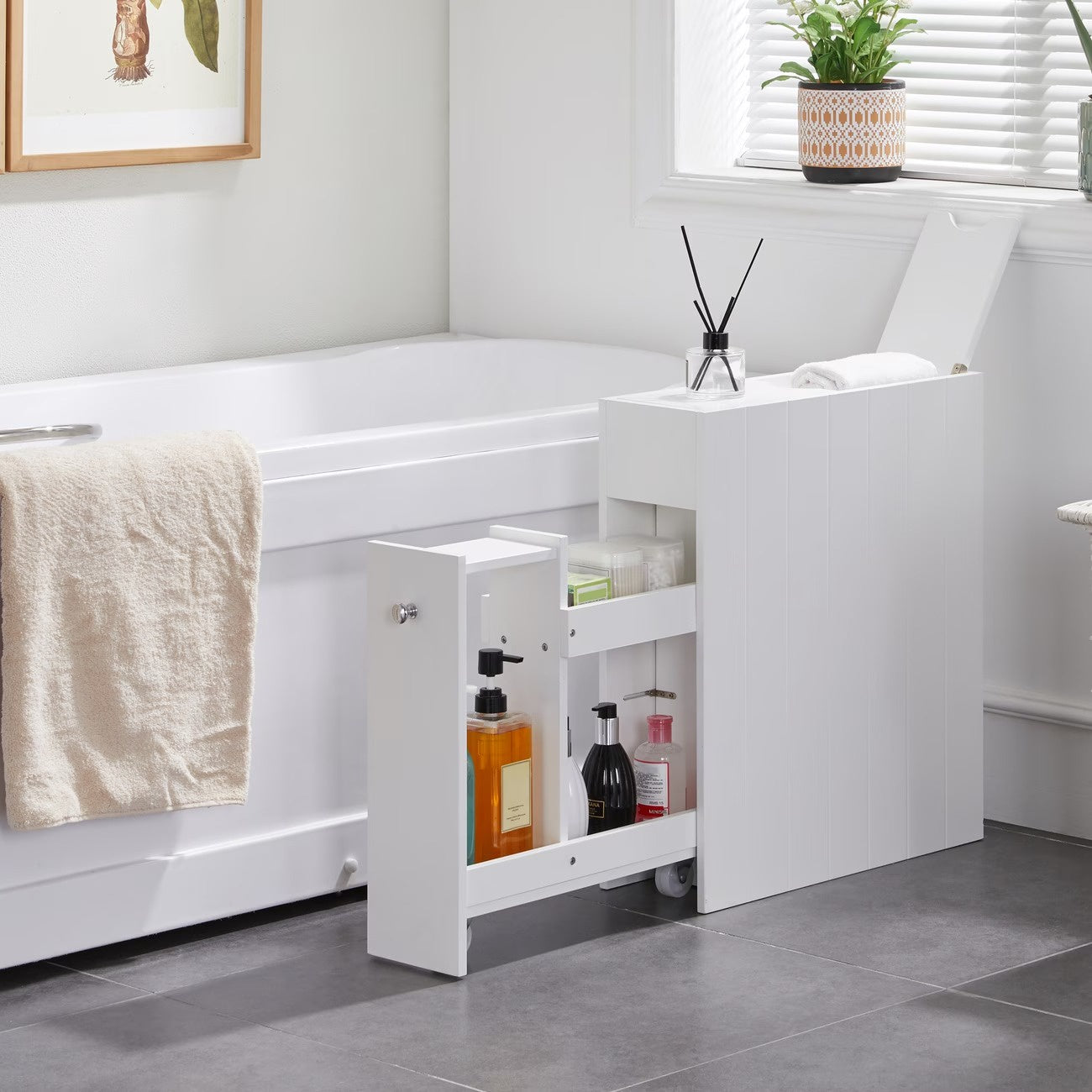 Bathroom Storage Cabinet with Pull-Out Drawer