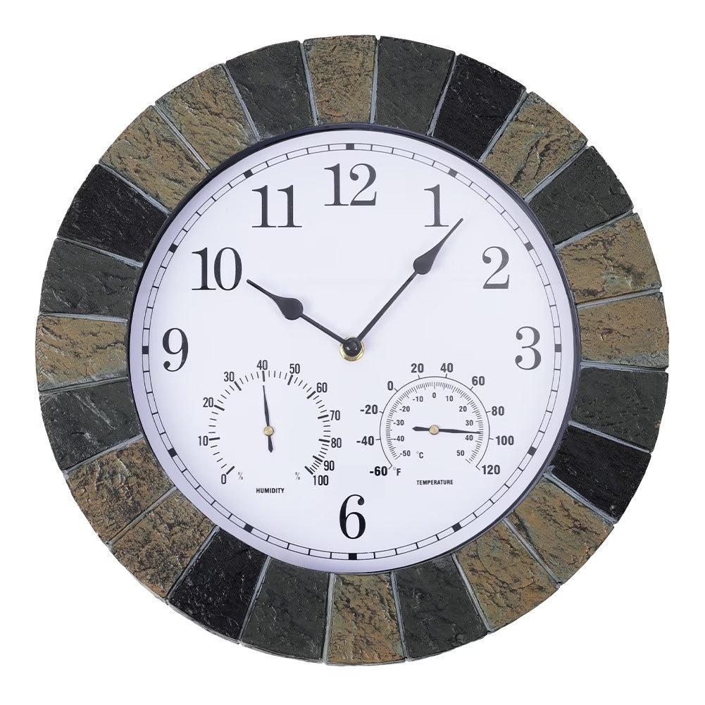 Circular Wall Clock with Textured Ring Border