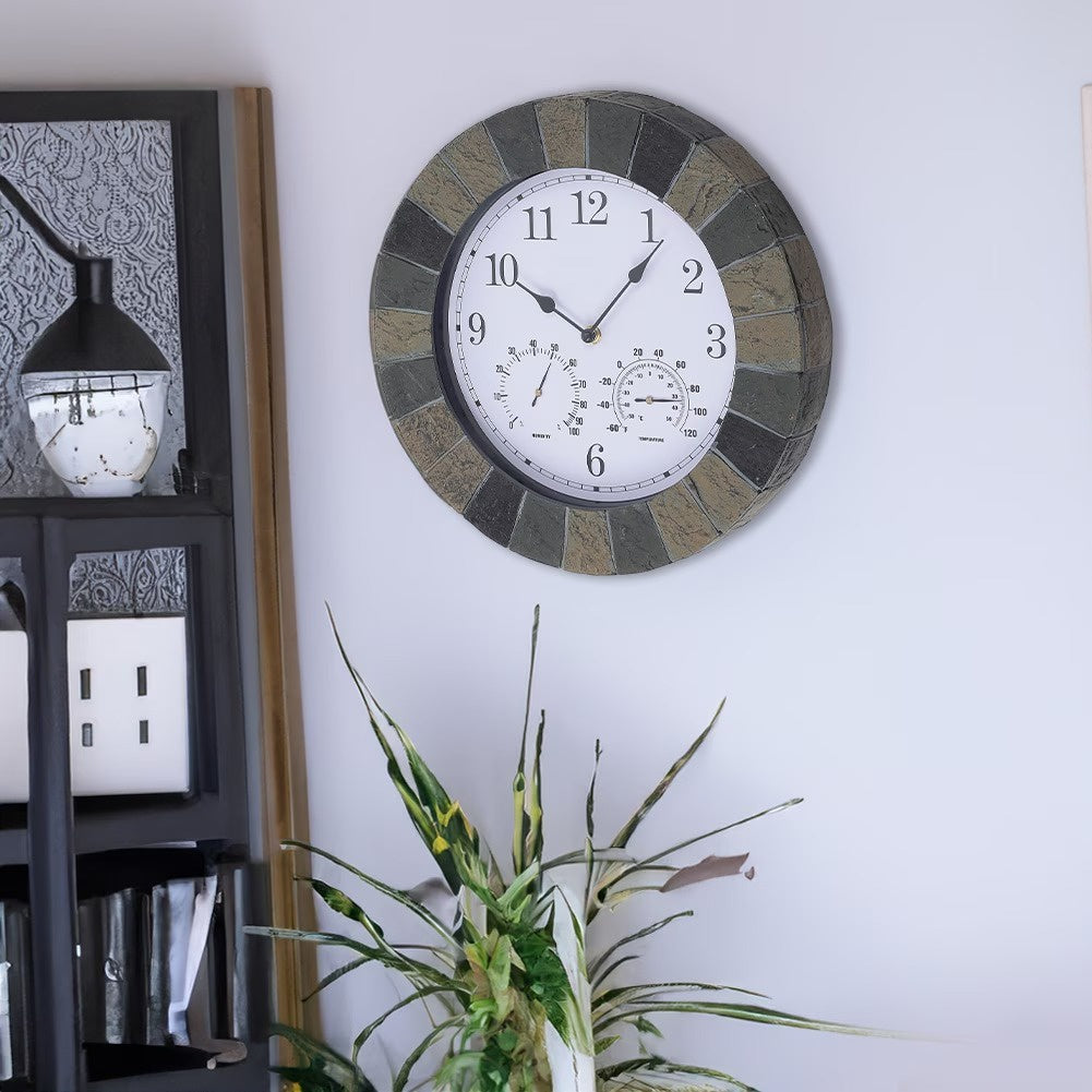 Circular Wall Clock with Textured Ring Border