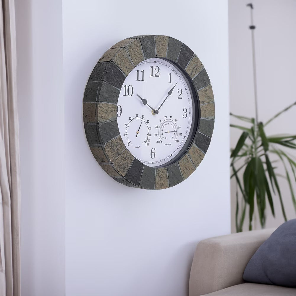 Circular Wall Clock with Textured Ring Border