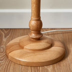 Floor Lamp with Wooden Stem and Ribbed Shade